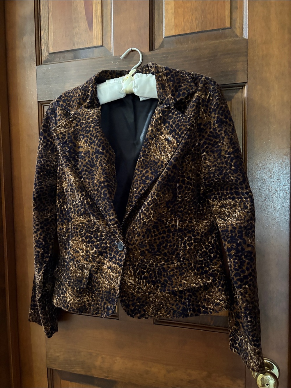 No Boundaries Leopard-Print Cordurory Blazer in Brown and Black /Juniors